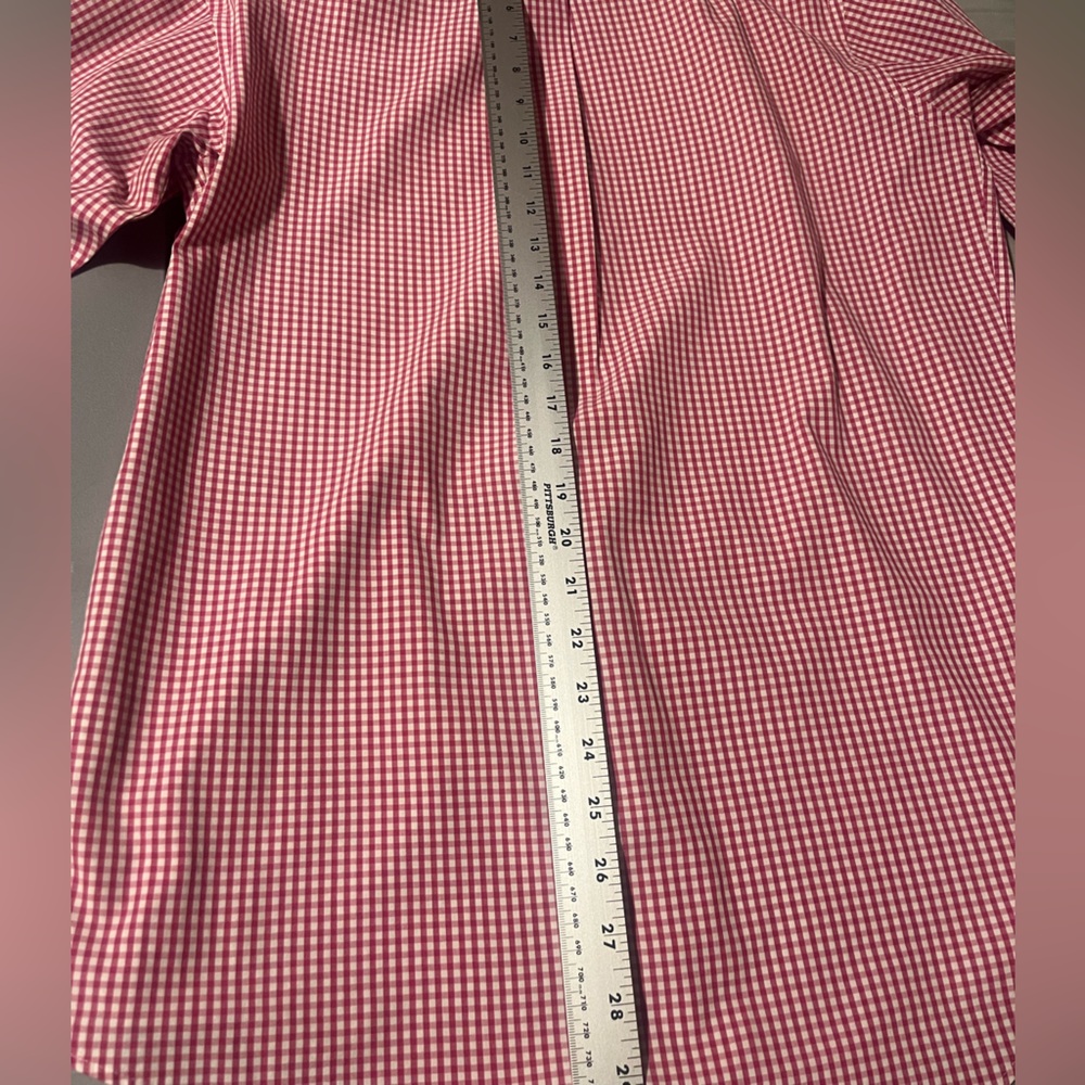 Lands End Red and White Gingham Casual Button Down Shirt Men's 15/33 - Picture 9 of 12